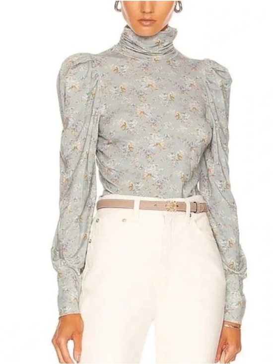 LoveShackFancy Tops - LOVESHACKFANCY Vienna Turtleneck Top in Sky Gray XS
